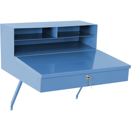 Global Industrial Steel Wall Mounted Sloped Receiving Desk, 24W x 22D, Blue B237006BL